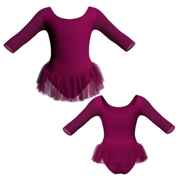 tutu ballerina in belen pro maniche 3 4 con inserto in rete o pizzo yuy406t