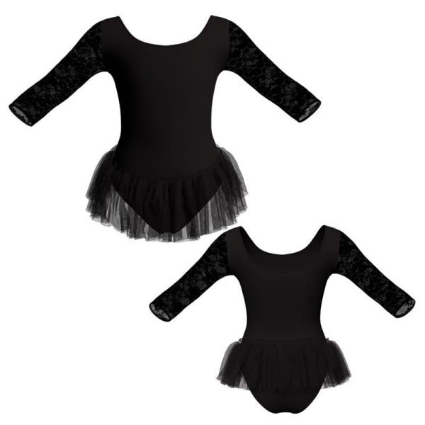 tutu ballerina in belen pro maniche 3 4 con inserto in rete o pizzo yuy406t1