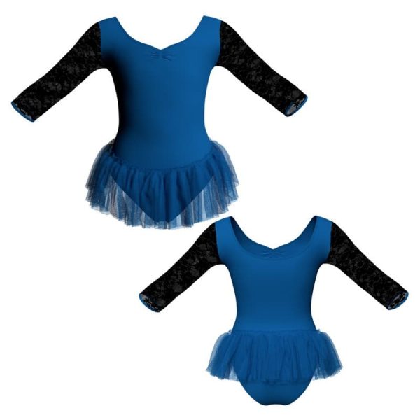 tutu ballerina in belen pro maniche 3 4 con inserto in rete o pizzo yuy452t