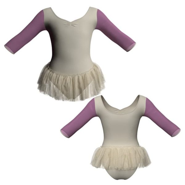 tutu ballerina in belen pro maniche 3 4 con inserto in rete o pizzo yuy452t1