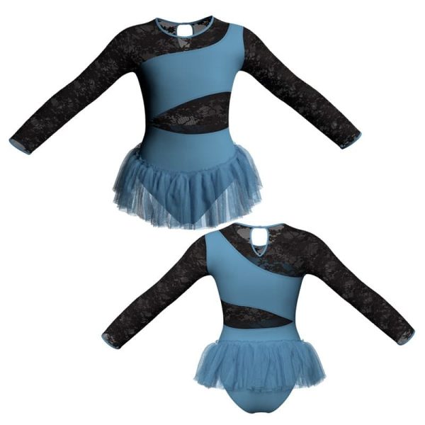 tutu ballerina in belen pro maniche lunghe con inserto in rete o pizzo yuy108