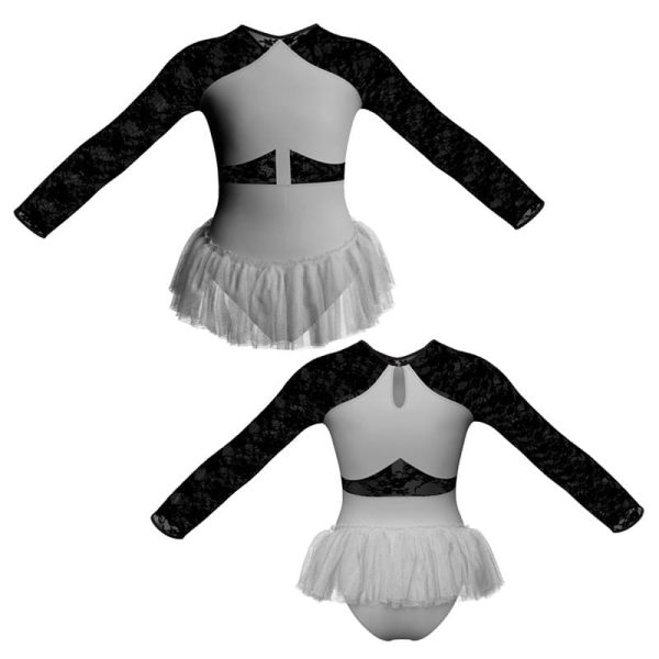 tutu ballerina in belen pro maniche lunghe con inserto in rete o pizzo yuy113