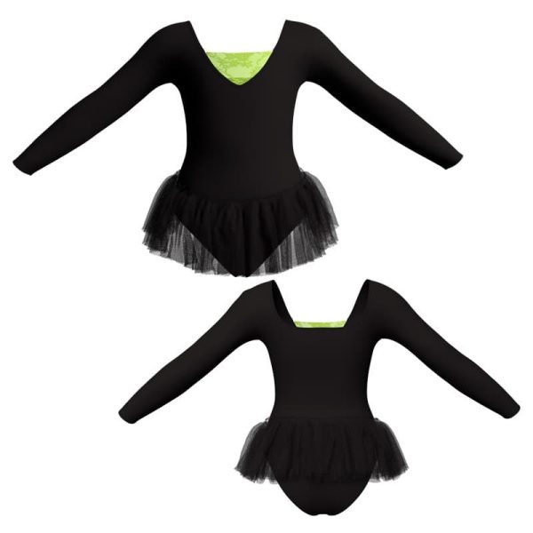 tutu ballerina in belen pro maniche lunghe con inserto in rete o pizzo yuy2532