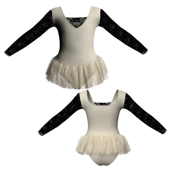 tutu ballerina in belen pro maniche lunghe con inserto in rete o pizzo yuy2532t