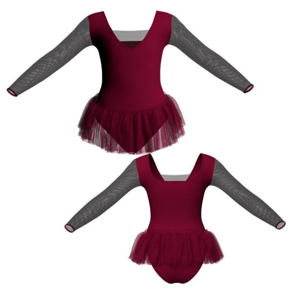 tutu ballerina in belen pro maniche lunghe con inserto in rete o pizzo yuy2532t1