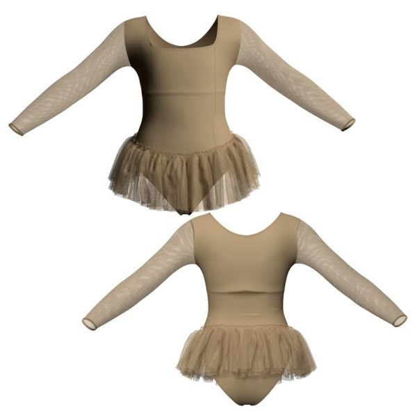 tutu ballerina in belen pro maniche lunghe con inserto in rete o pizzo yuy2537t1