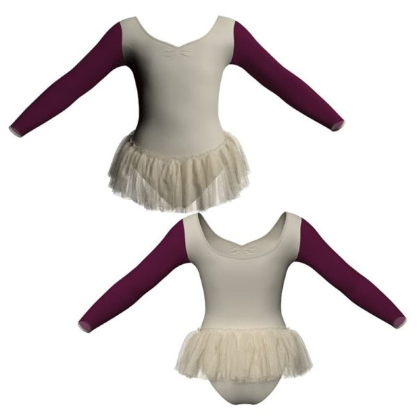 tutu ballerina in belen pro maniche lunghe con inserto in rete o pizzo yuy3004t