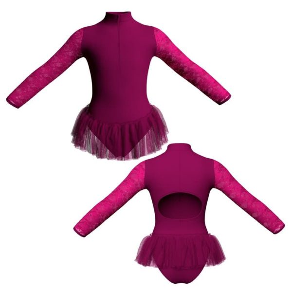 tutu ballerina in belen pro maniche lunghe con inserto in rete o pizzo yuy3095t