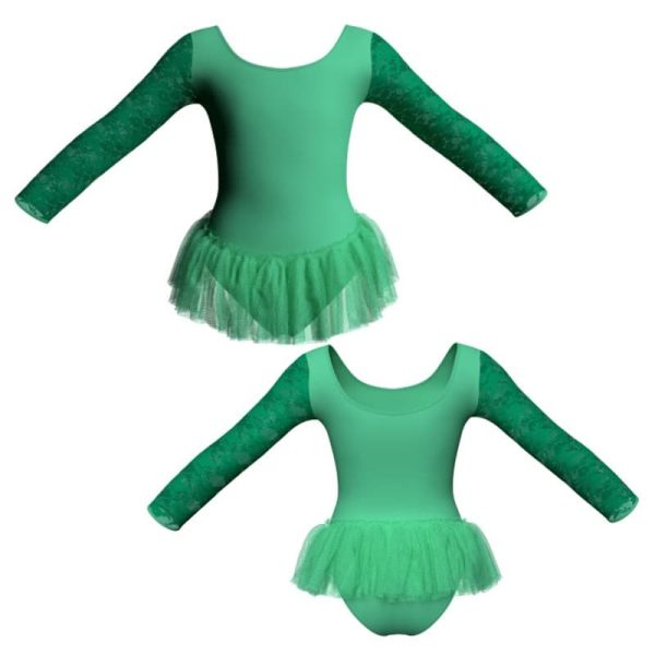 tutu ballerina in belen pro maniche lunghe con inserto in rete o pizzo yuy405t1