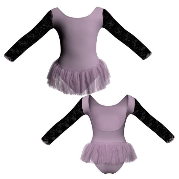 tutu ballerina in belen pro maniche lunghe con inserto in rete o pizzo yuy411t1