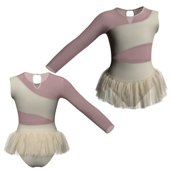 tutu ballerina in belen pro monospalla con inserto in rete o pizzo yuy108ss