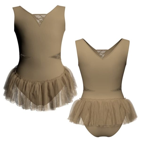 tutu ballerina in belen pro senza maniche con inserto in rete o pizzo yuy115sst1