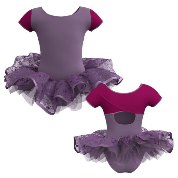 tutu ballerina manica corta con inserto e copritulle tun208