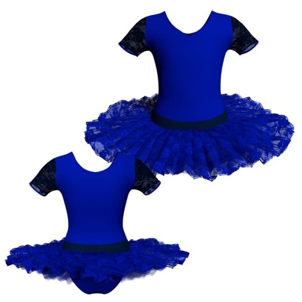 tutu ballerina manica corta con inserto in rete o pizzo tub1008t