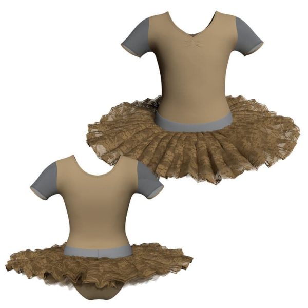 tutu ballerina manica corta con inserto in rete o pizzo tub1008t55