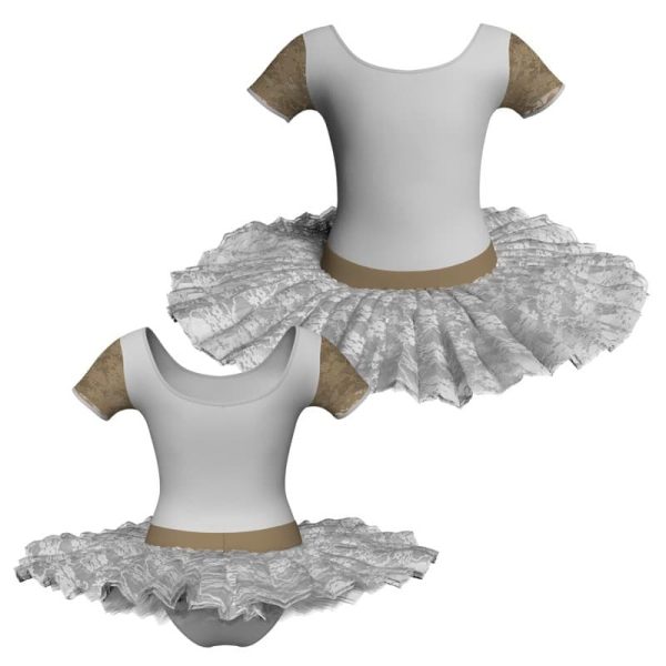 tutu ballerina manica corta con inserto in rete o pizzo tub407t