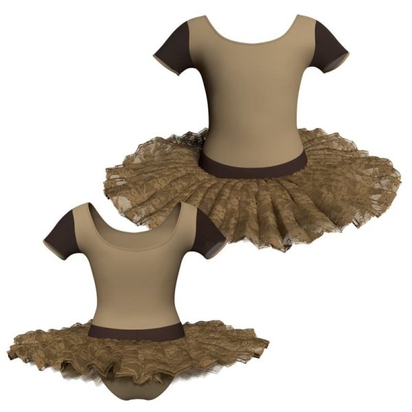 tutu ballerina manica corta con inserto in rete o pizzo tub407t45