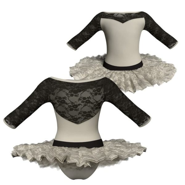 tutu ballerina maniche 3 4 con inserto in rete o pizzo tub105 1