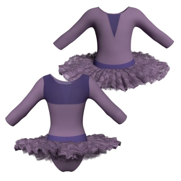 tutu ballerina maniche 3 4 con inserto in rete o pizzo tub116