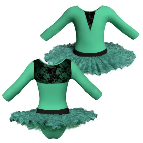 tutu ballerina maniche 3 4 con inserto in rete o pizzo tub11645