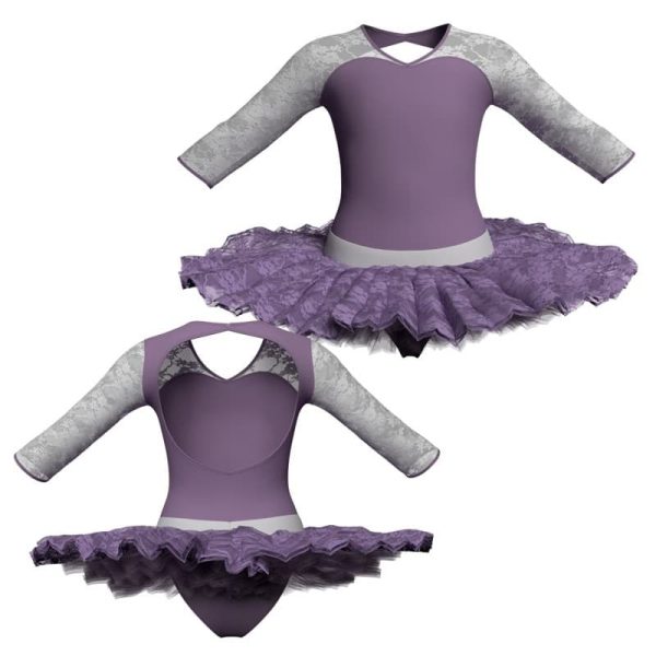 tutu ballerina maniche 3 4 con inserto in rete o pizzo tub126