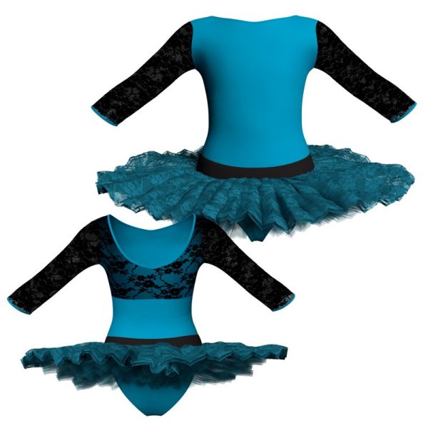 tutu ballerina maniche 3 4 con inserto in rete o pizzo tub128678