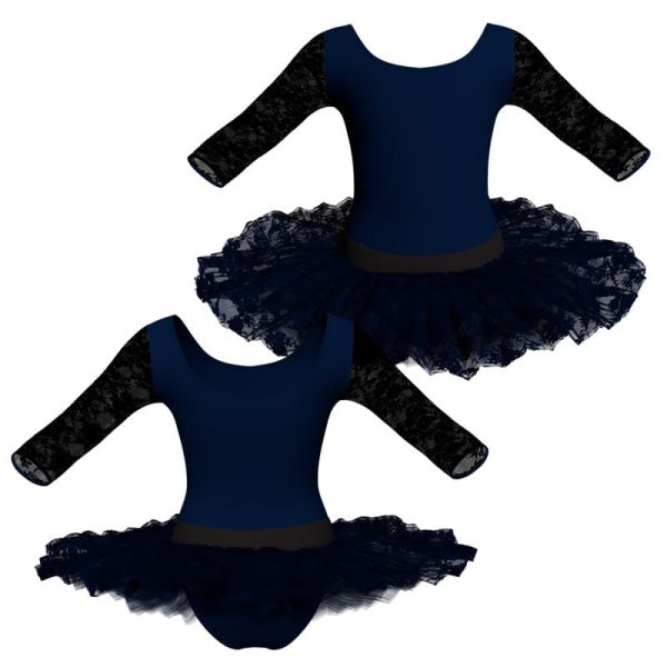 tutu ballerina maniche 3 4 con inserto in rete o pizzo tub406t