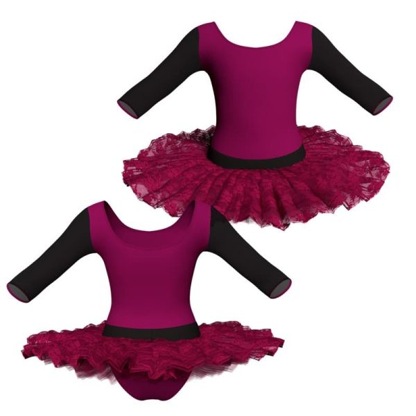 tutu ballerina maniche 3 4 con inserto in rete o pizzo tub406t45