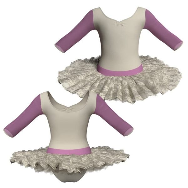 tutu ballerina maniche 3 4 con inserto in rete o pizzo tub452t