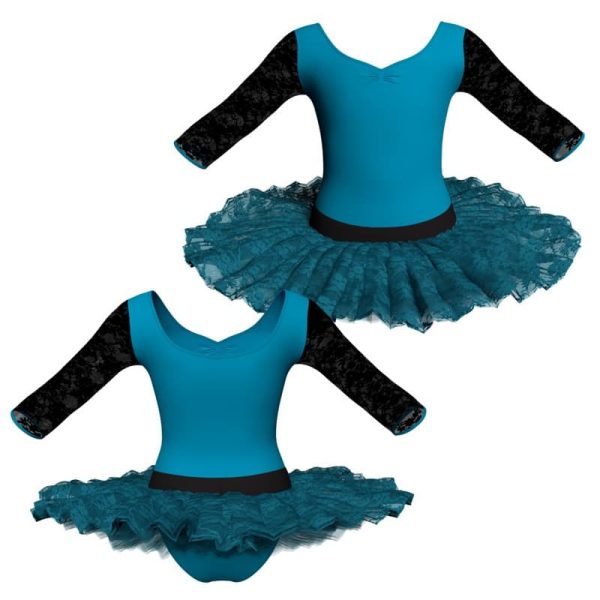 tutu ballerina maniche 3 4 con inserto in rete o pizzo tub452t556