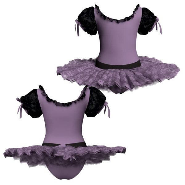 tutu ballerina maniche a palloncino con inserto in rete o pizzo tub250445