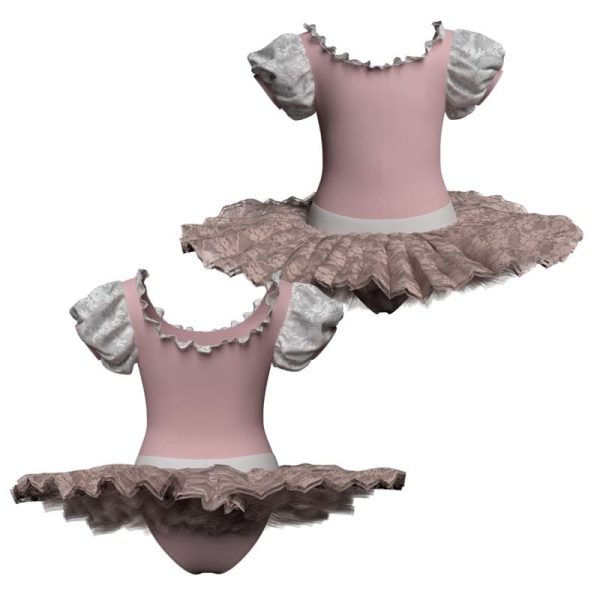 tutu ballerina maniche a palloncino con inserto in rete o pizzo tub260311