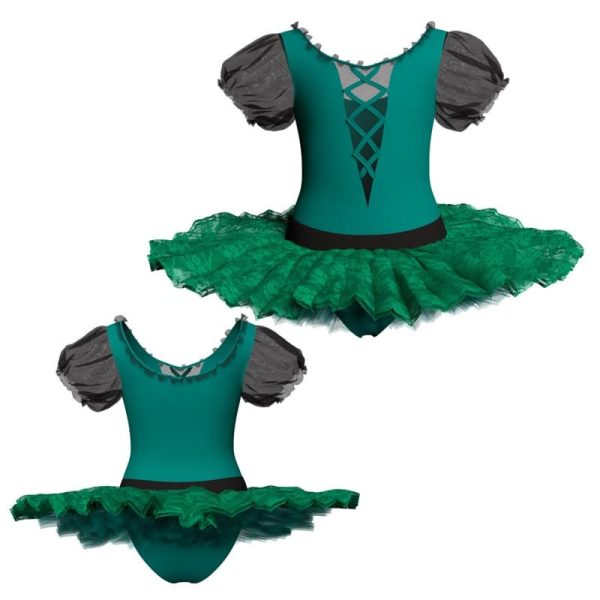 tutu ballerina maniche a palloncino con inserto in rete o pizzo tub2612