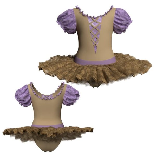 tutu ballerina maniche a palloncino con inserto in rete o pizzo tub261256