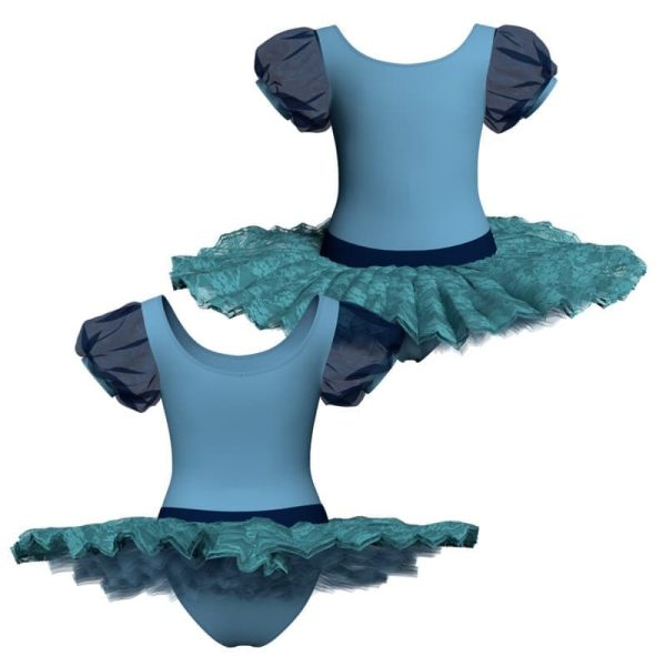 tutu ballerina maniche a palloncino con inserto in rete o pizzo tub26412