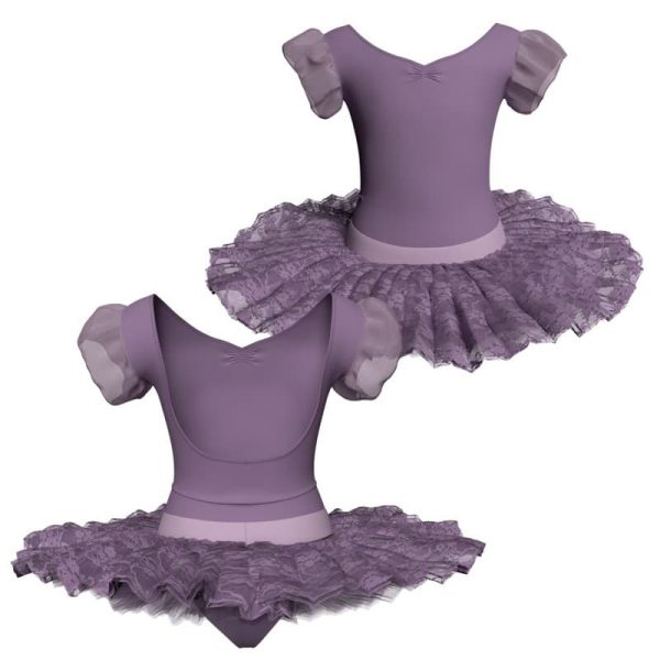 tutu ballerina maniche a palloncino con inserto in rete o pizzo tub28101