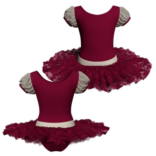 tutu ballerina maniche a palloncino in rete o pizzo tub3001t