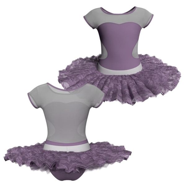 tutu ballerina maniche aletta con inserto in rete o pizzo tub1001456