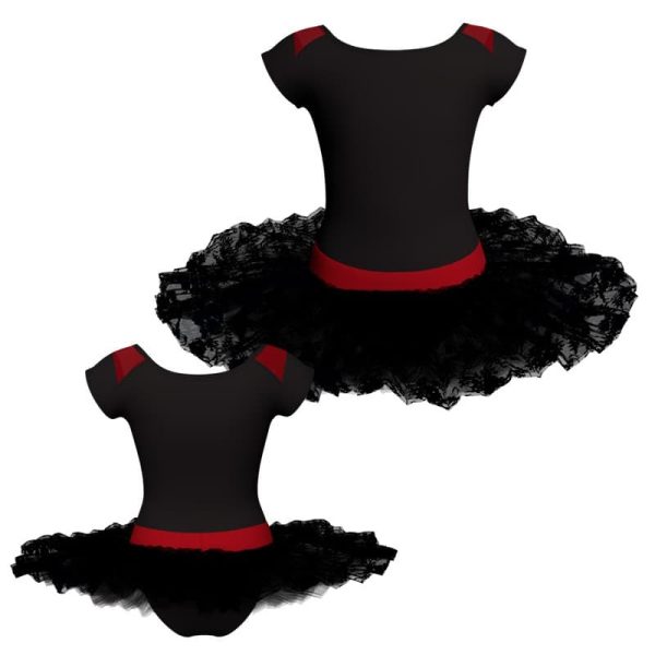 tutu ballerina maniche aletta con inserto in rete o pizzo tub100456