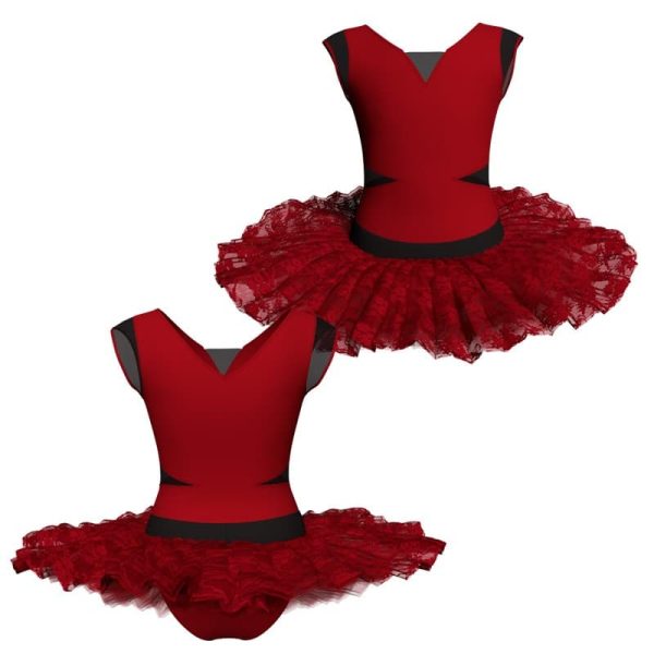 tutu ballerina maniche aletta con inserto in rete o pizzo tub115ss