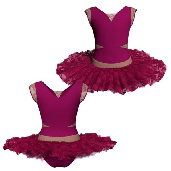 tutu ballerina maniche aletta con inserto in rete o pizzo tub115ss45