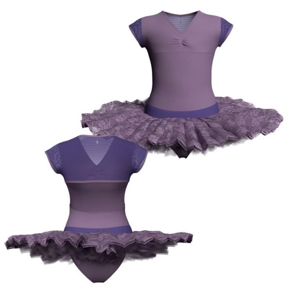 tutu ballerina maniche aletta con inserto in rete o pizzo tub12245