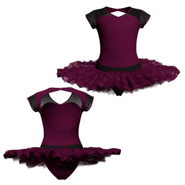 tutu ballerina maniche aletta con inserto in rete o pizzo tub126ss56