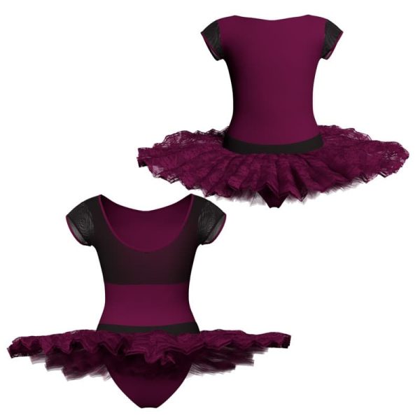 tutu ballerina maniche aletta con inserto in rete o pizzo tub128ss1