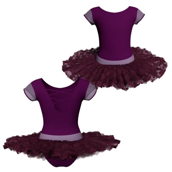 tutu ballerina maniche aletta con inserto in rete o pizzo tub216t34