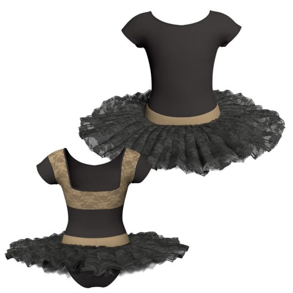 tutu ballerina maniche aletta con inserto in rete o pizzo tub231