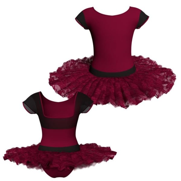 tutu ballerina maniche aletta con inserto in rete o pizzo tub23156