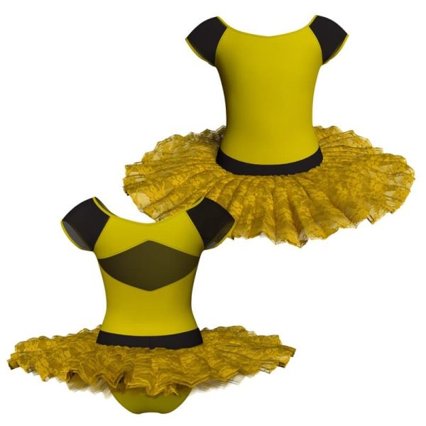 tutu ballerina maniche aletta con inserto in rete o pizzo tub240t45