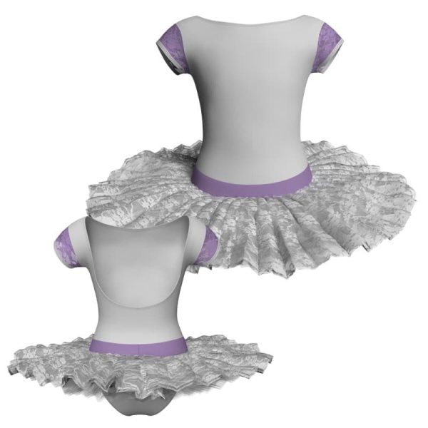 tutu ballerina maniche aletta con inserto in rete o pizzo tub3005t45