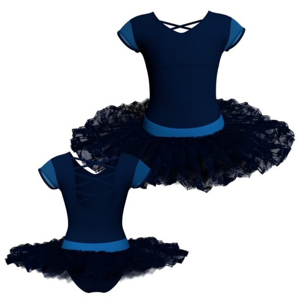 tutu ballerina maniche aletta con inserto in rete o pizzo tub3008t